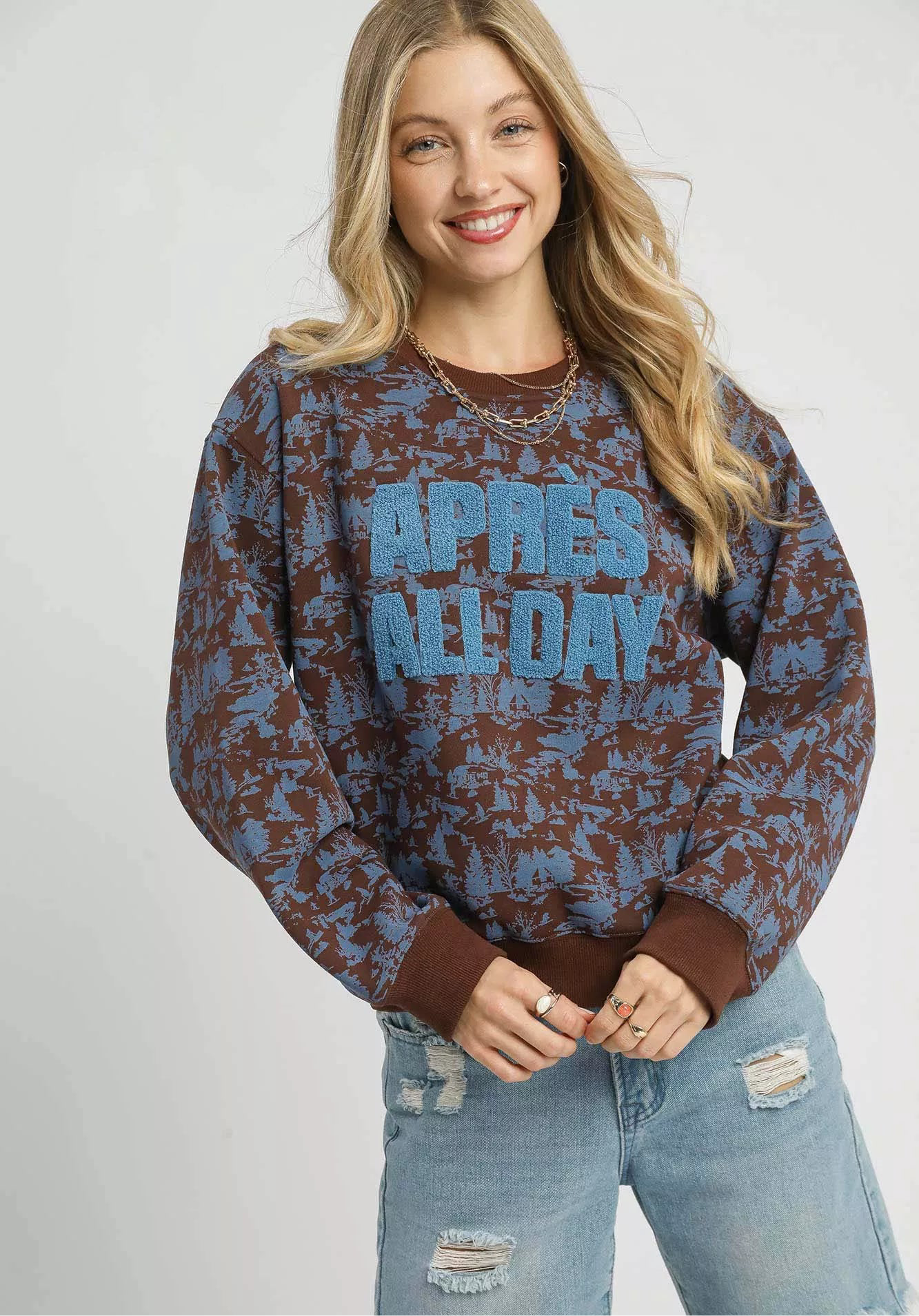 APRES ALL DAY Print Cropped Sweatshirt