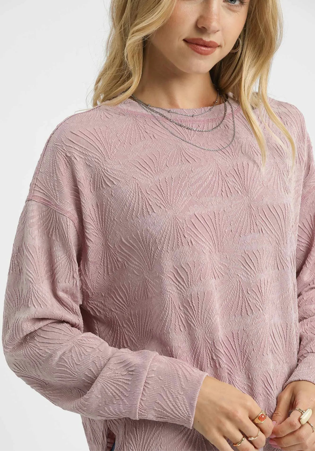 Textured Knit Long Sleeve Top