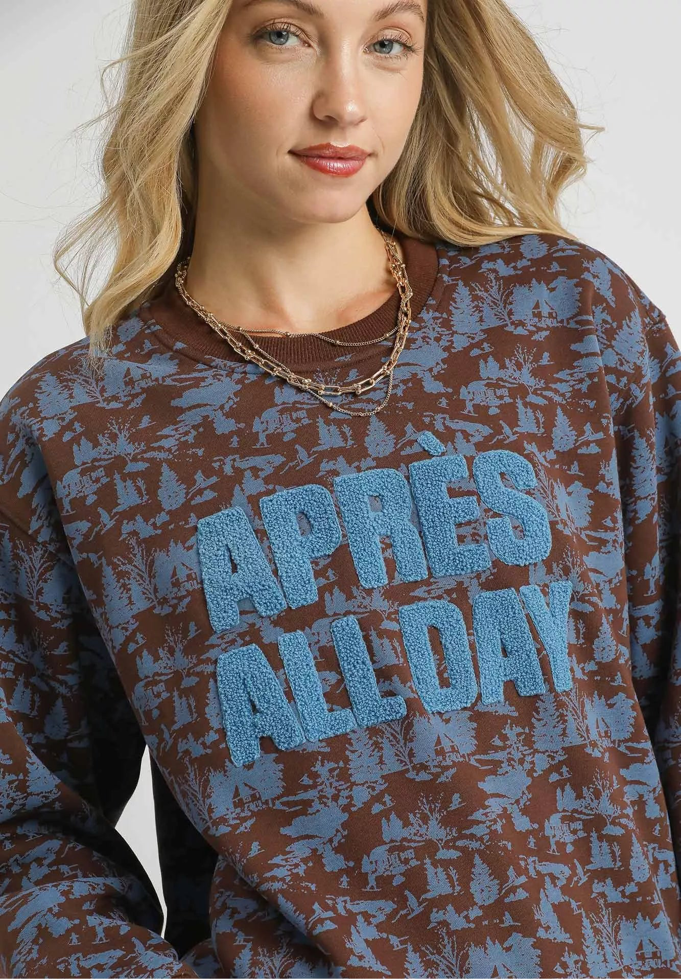 APRES ALL DAY Print Cropped Sweatshirt