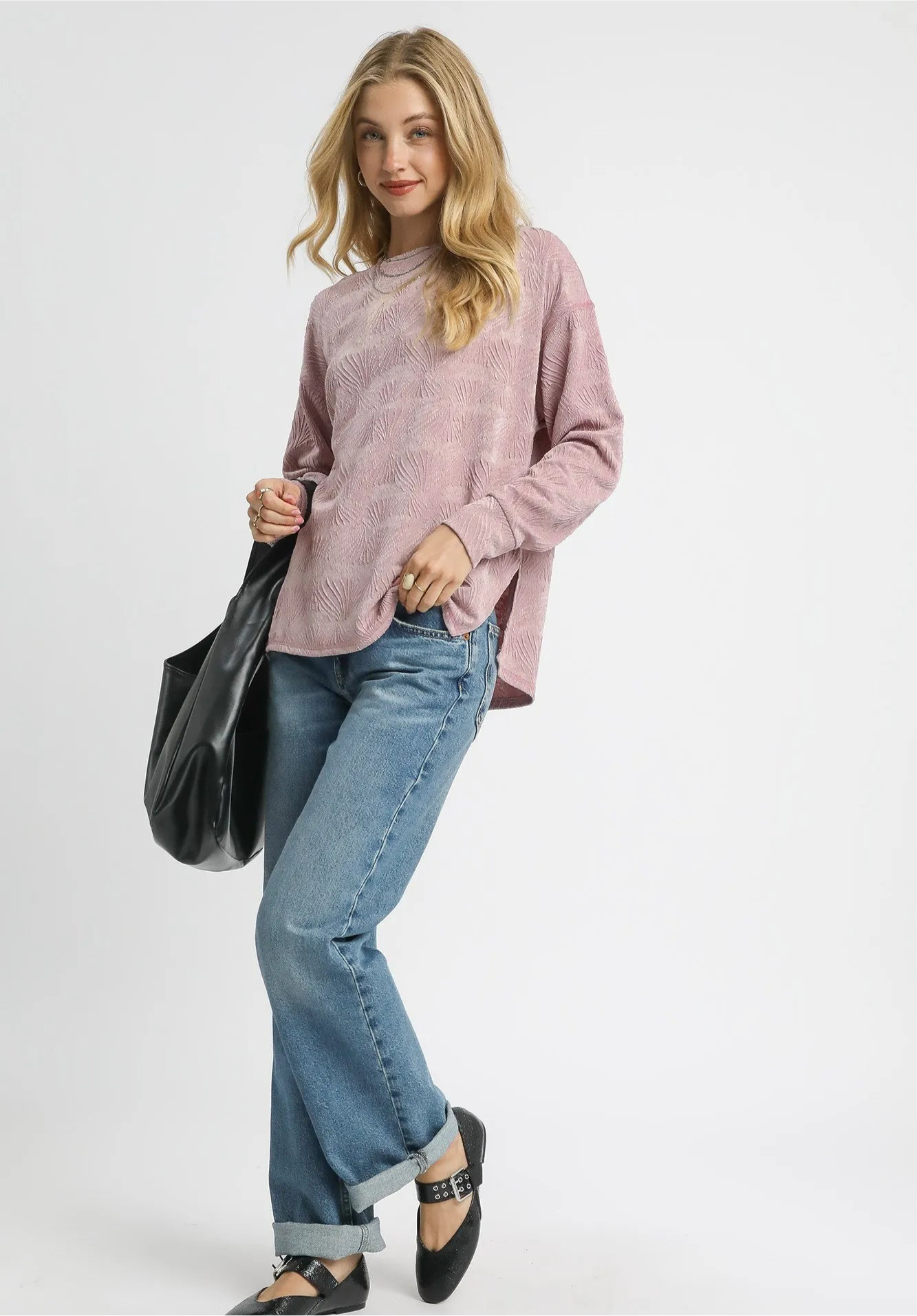 Textured Knit Long Sleeve Top