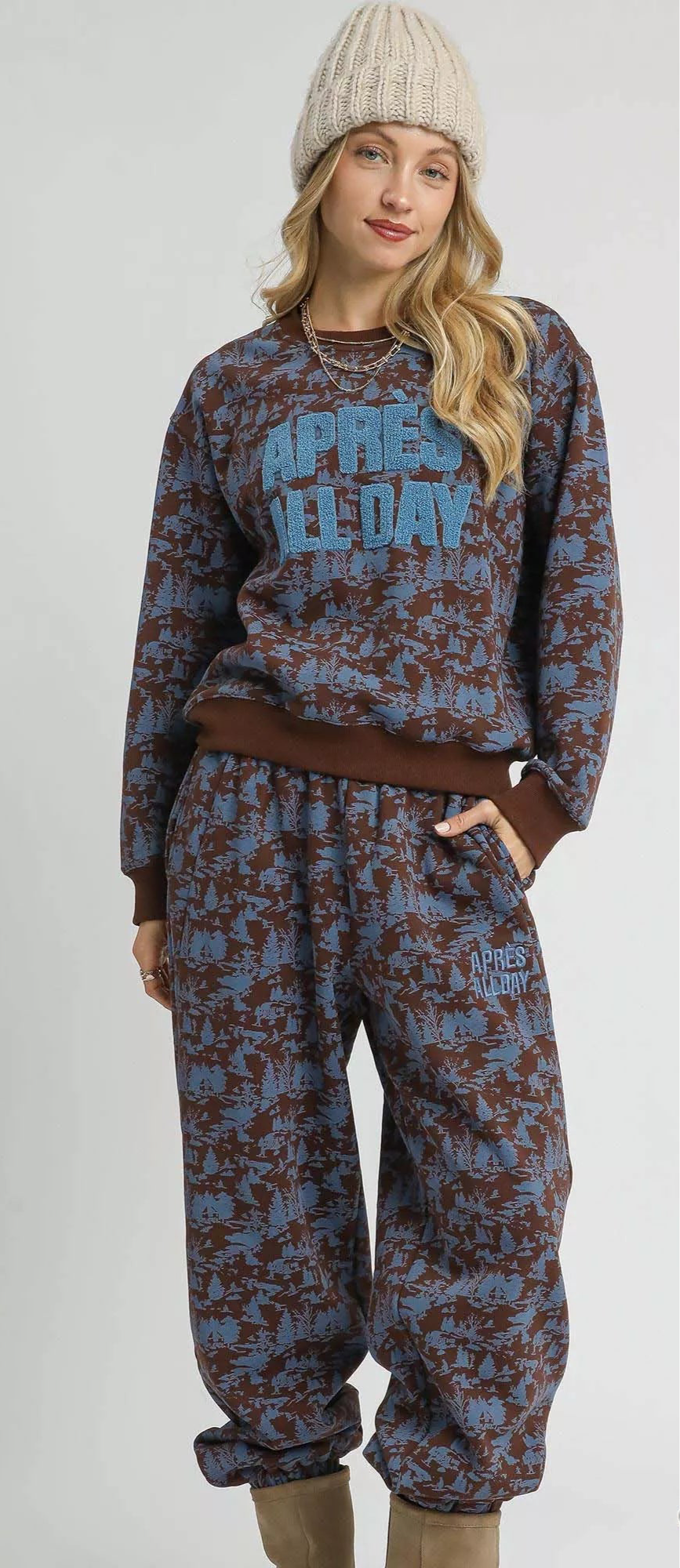 APRES ALL DAY Print Cropped Sweatshirt
