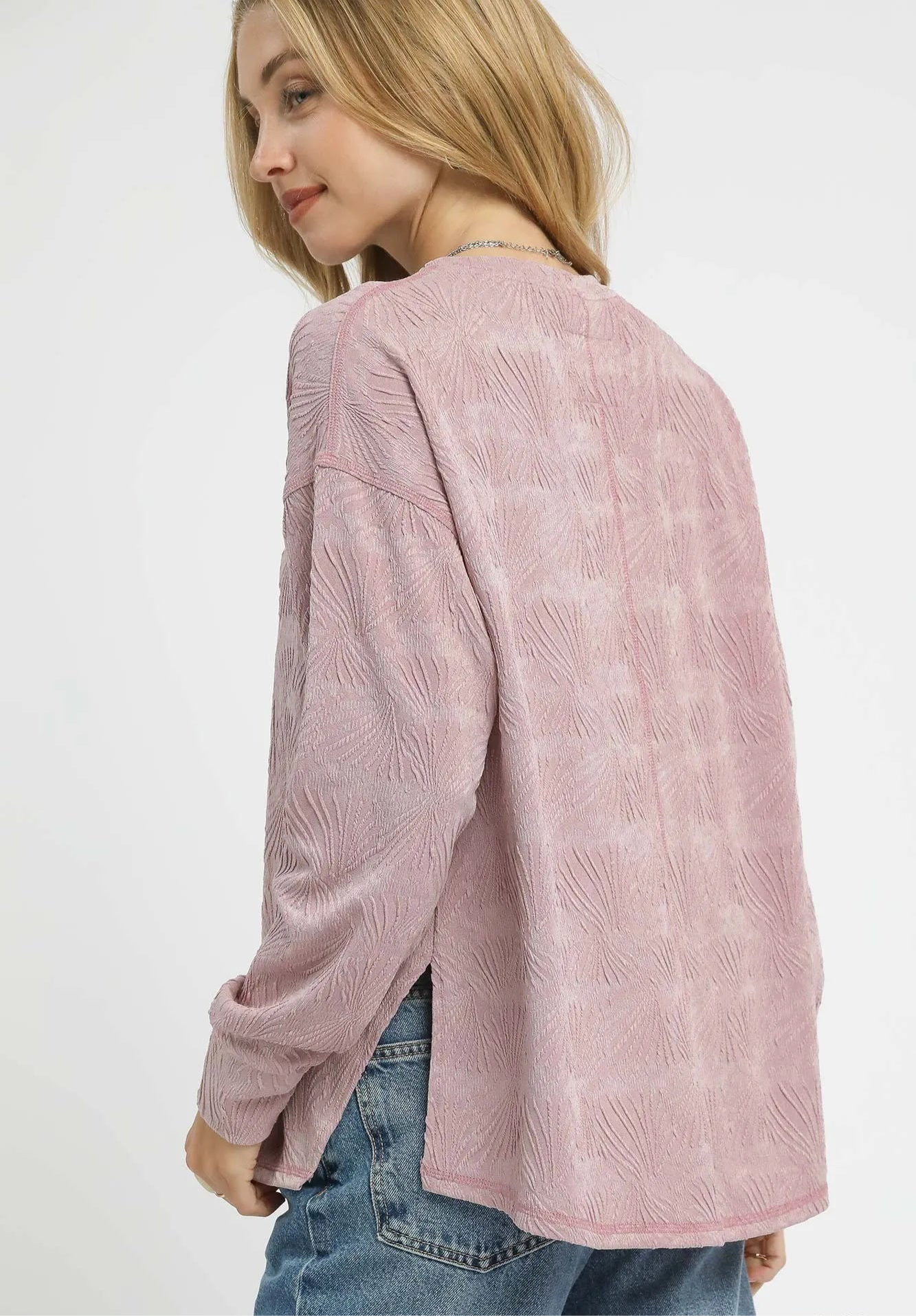 Textured Knit Long Sleeve Top