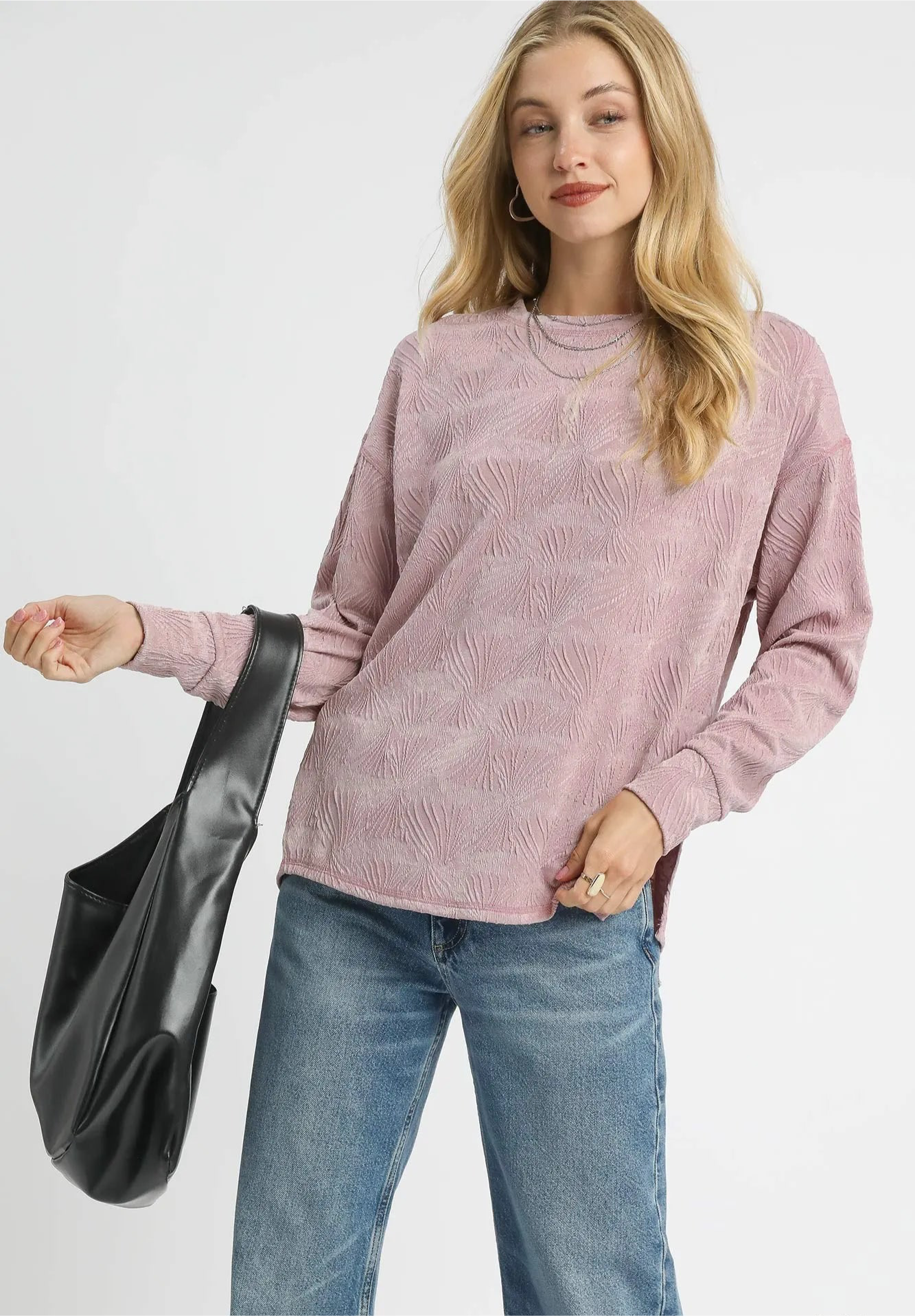 Textured Knit Long Sleeve Top